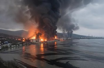 Ukraynanın vurduğu bu Rusiya zavodundan tüstü 400 km-dək yayıldı...-FOTO