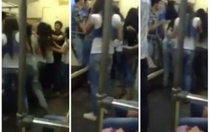 Bakı metrosunda qızların davası  - Saçyolduya çıxdılar... - VİDEO