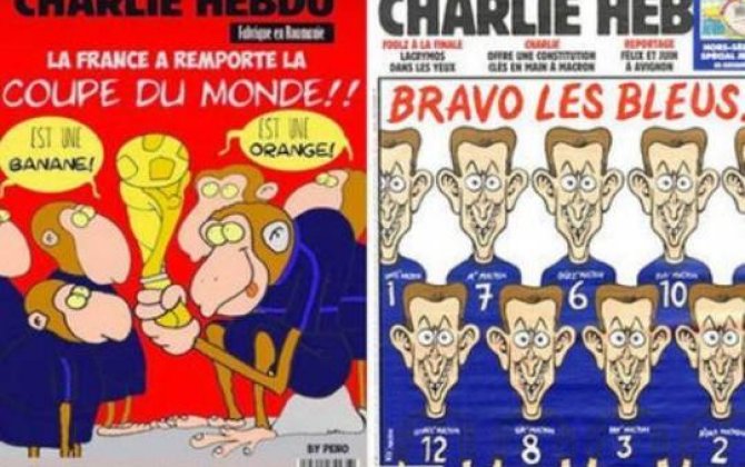 “Charlie Hebdo” Fransa millisini meymunlara bənzətdi
 