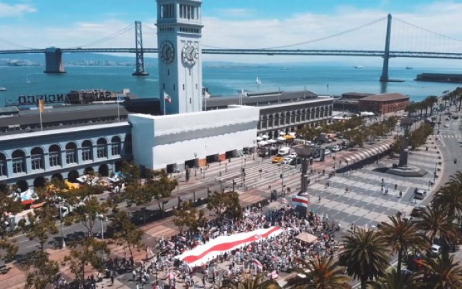 В Сан-Франциско прошла акция в поддержку протестующих в Беларуси-(видео)