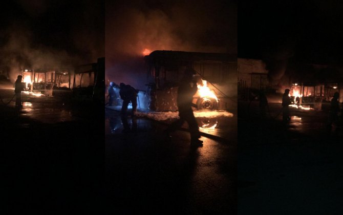 В Рудном сгорели 10 пассажирских автобусов
