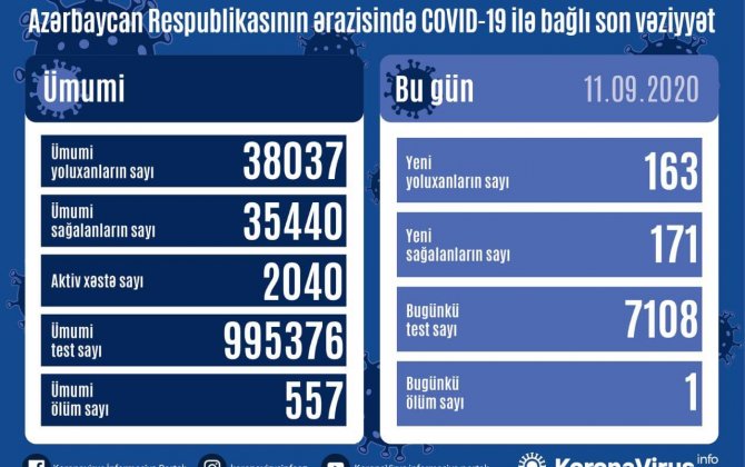 В Азербайджане выявлено еще 163 случая заражения коронавирусом