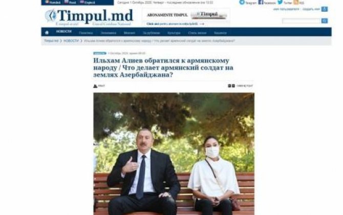Moldova portalı İlham Əliyevin müraciətindən yazdı