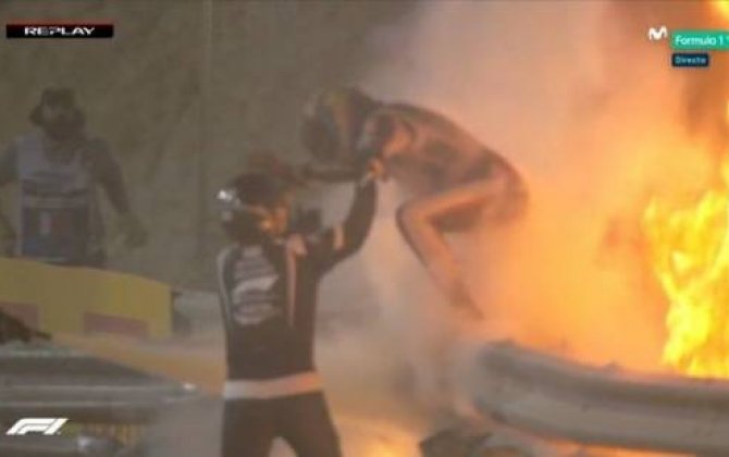 “Formula 1”də dəhşətli qəza:  Bolid yandı, pilot içindən sağ çıxdı - FOTO/VİDEO