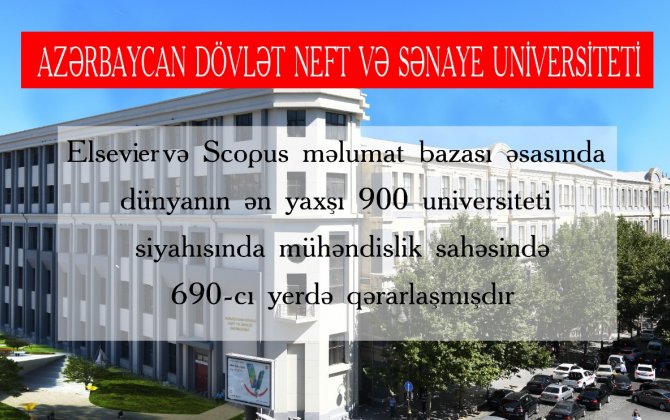 ADNSU mühəndislik sahəsində dünyanın ən yaxşı ali məktəbləri arasında 690-cı yerdədir