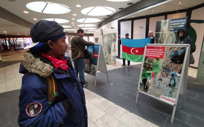 Stokholmda Ermənistanın mina xəritələrini verməməsinə etiraz olaraq aksiya keçirilib - FOTO