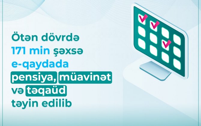 Ötən dövrdə 171 min şəxsə e-qaydada pensiya, müavinət və təqaüd təyin edilib