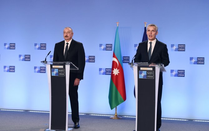 В Брюсселе состоялась совместная пресс-конференция Президента Азербайджана и генерального секретаря НАТО