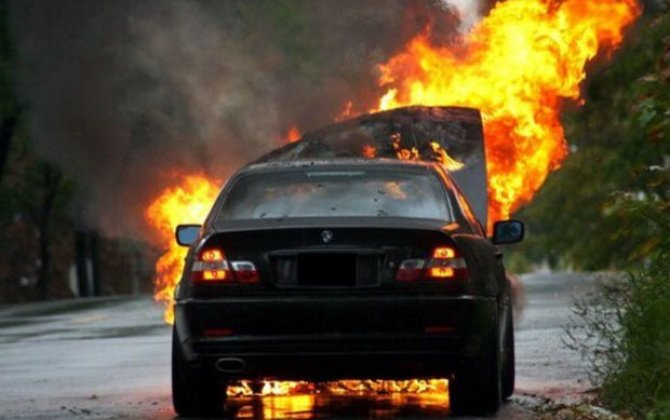İsmayıllıda BMW yandı - VİDEO