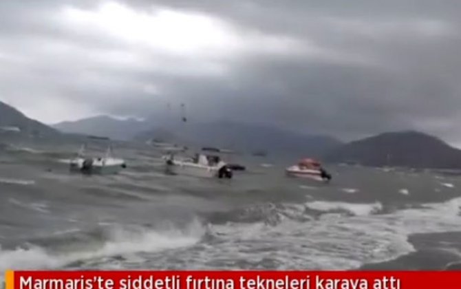 Türkiyədə güclü külək qayıqları sahilə atdı – VİDEO