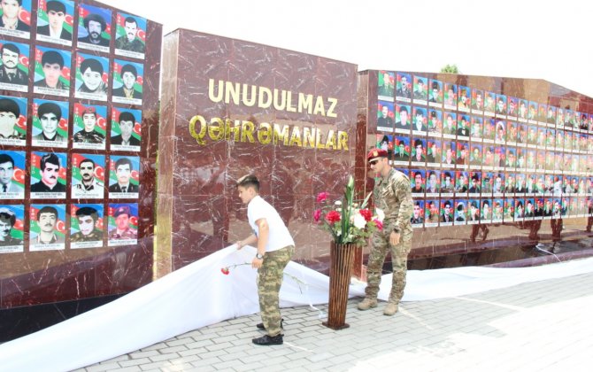 Goranboyda yenidən qurulmuş Şəhidlər Xatirə-Abidə Kompleksinin açılışı oldu - FOTOLAR