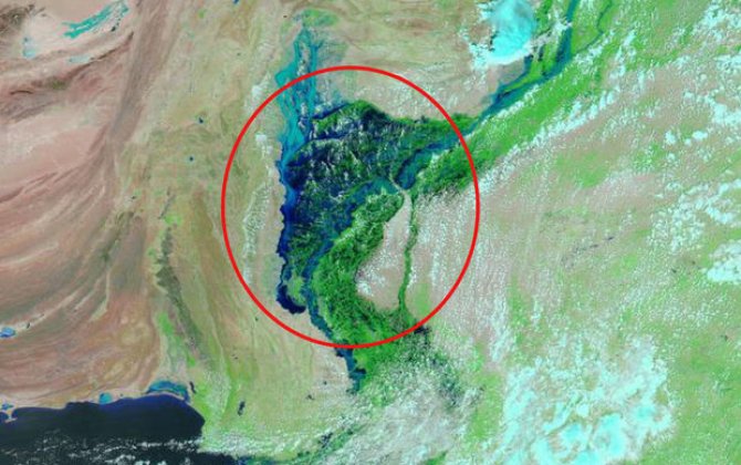 Pakistanda təbii fəlakət 100 km enində göl yaratdı - FOTO/VİDEO