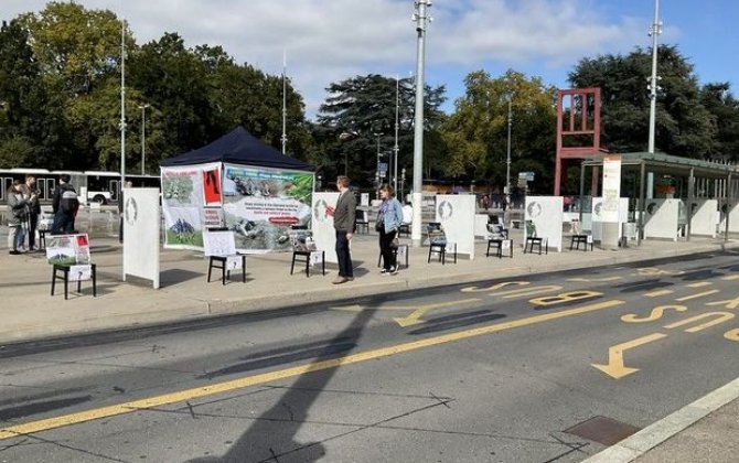 Azərbaycanlılar BMT-nin Cenevrədəki ofisinin qarşısında sərgi-aksiya keçiriblər - FOTO