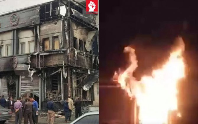 İranda qəzəbli insanlar SEPAH-a bağlı banka od vurdular - VİDEO