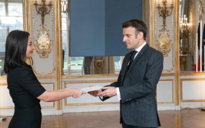 Leyla Abdullayeva etimadnaməsini Makrona təqdim etdi - FOTO