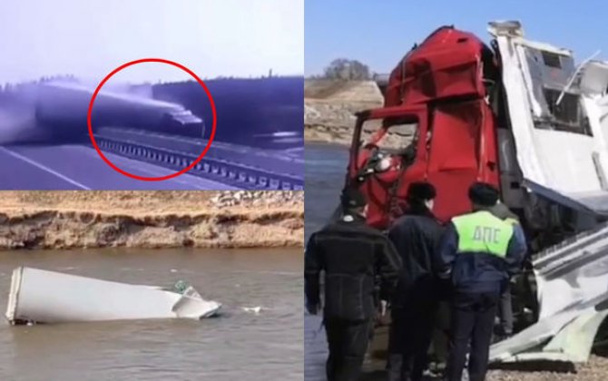 Rusiyada kimyəvi yüklə dolu maşın körpüdən aşdı, sakinlərə çaydan su götürmək qadağan edildi - FOTO/VİDEO