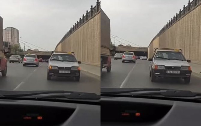 Bakıda daha bir sürücüdən ağlasığmaz addım - VİDEO