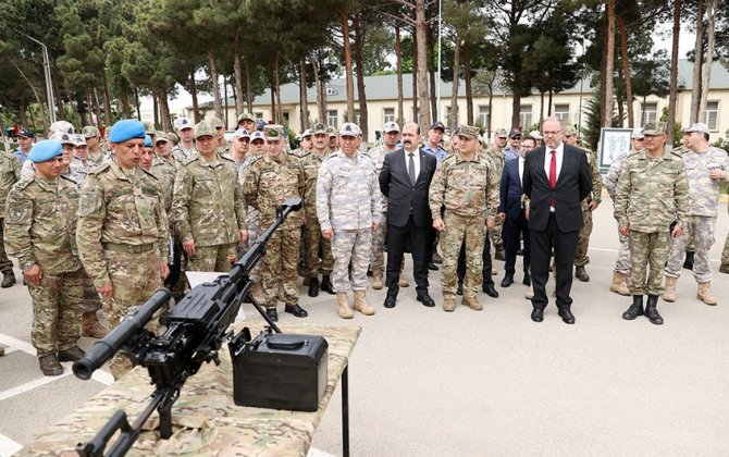 Türkiyənin Milli Müdafiə Universitetinin nümayəndə heyəti Komando hərbi hissəsində olub - FOTO