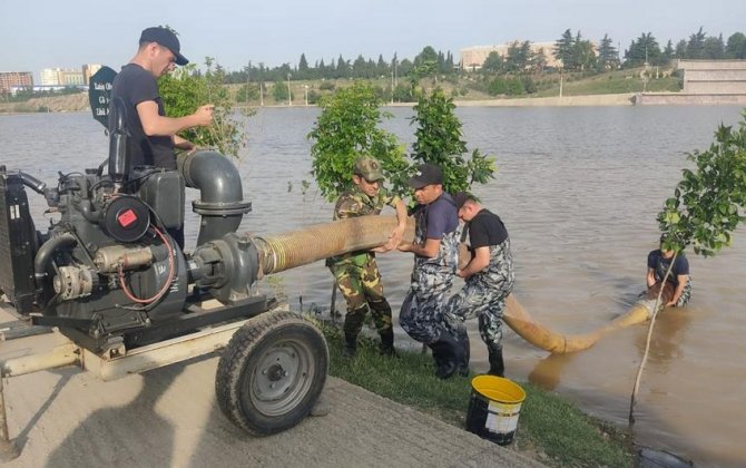 Gəncədə süni göldə suyun səviyyəsi yenidən artıb