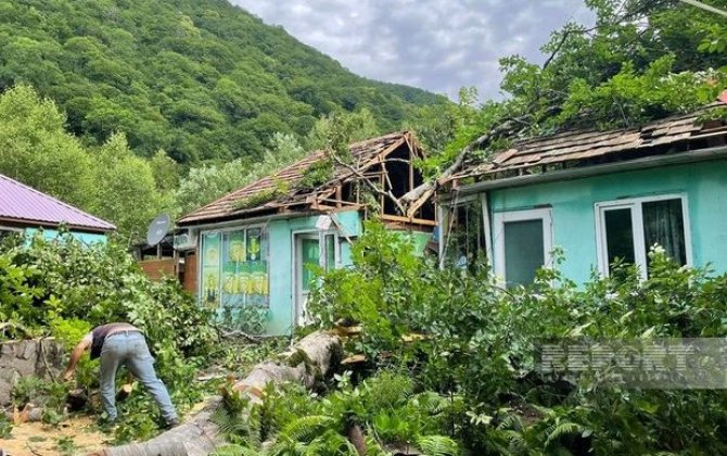 Oğuzda güclü külək fəsadlar törədib - FOTO