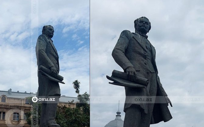 Bakının baş memarının heykəli baxımsız vəziyyətdədir