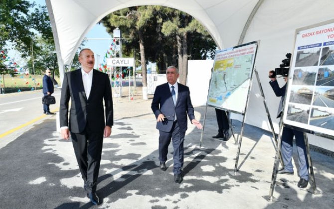 İlham Əliyev Qarapapaq-Çaylı avtomobil yolunun açılışında iştirak edib - FOTO