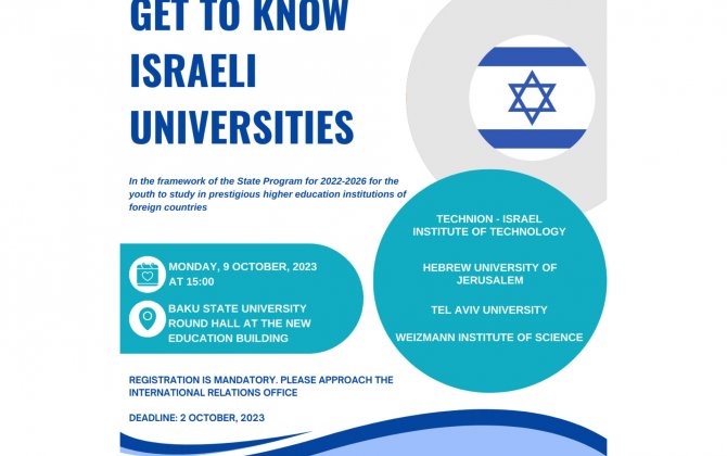 BDU-da İsrail universitetləri ilə bağlı təqdimat keçiriləcək