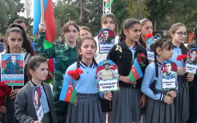 Bərdədə 44 günlük Vətən müharibəsi şəhidlərinin üçüncü ildönümü mərasimi keçirilib - FOTO