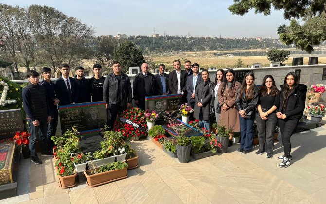 BDU-nun şəhid məzunu Elşən Salayevin məzarı ziyarət olunub - FOTO