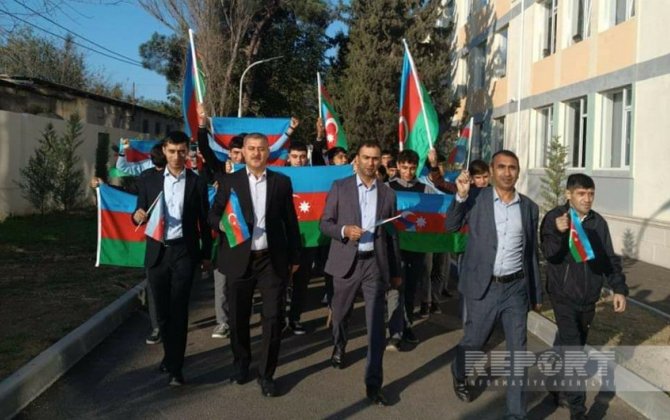 Biləsuvarda Bayraq yürüşü keçirilib