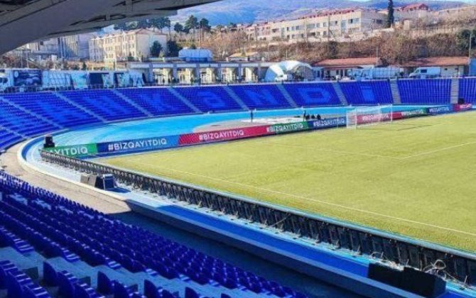 Xankəndi stadionu işıqlandırıldı, lövhələr quraşdırıldı - FOTO