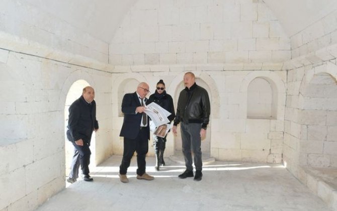 Prezident İlham Əliyev və Mehriban Əliyeva “İmarət” Kompleksində təmir-bərpa işləri ilə tanış olublar - FOTO
