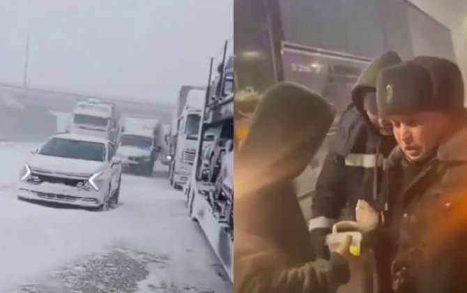 Qazaxıstanda üç mindən çox insan tıxacda qalıb - VİDEO