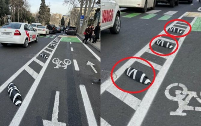 Paytaxt yollarındakı velosiped zolaqlarında quraşdırılan baryerlər sökülüb? - FOTO
