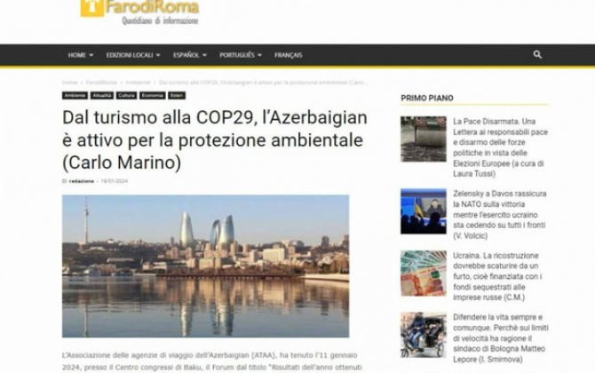 İtaliya saytları Azərbaycanın COP29-a ev sahibliyi etməsindən yazıb - FOTO
