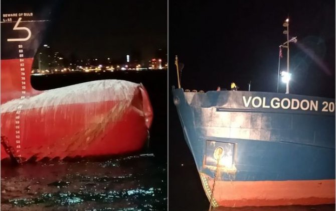 İstanbul sahillərində iki yük gəmisi toqquşub - FOTO