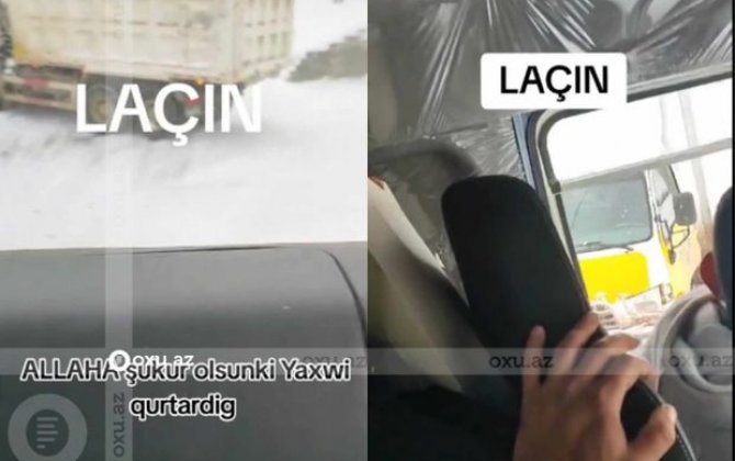 Laçında iki yük maşını toqquşdu - VİDEO