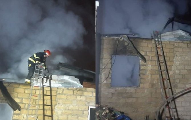 Gəncədə ev yanıb - FOTO