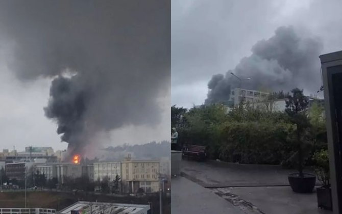 İstanbulda universitetin kampusunda güclü yanğın başlayıb - VİDEO