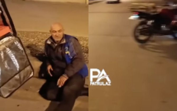 Bakıda dəhşətli qəza: Avtomobil yaşlı kişini sürüyərək yolun kənarına atdı - VİDEO