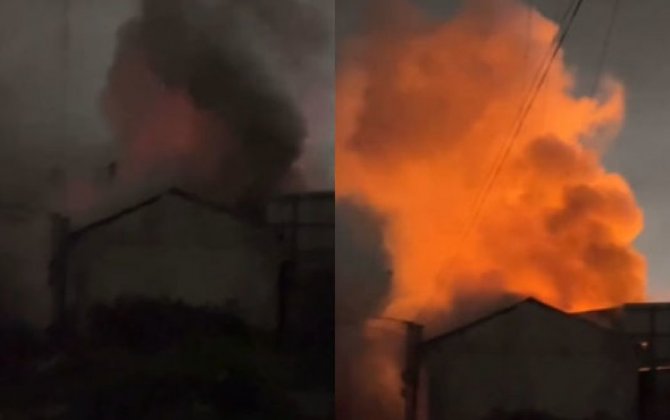 На складе крупного маркета в Сабунчинском районе произошел пожар - ВИДЕО