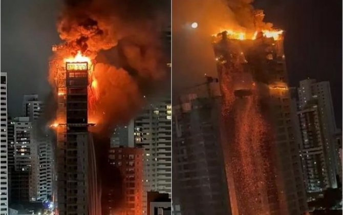 Охваченный огнем небоскреб в Бразилии попал на ВИДЕО