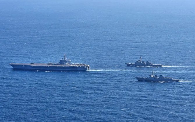 ABŞ, Koreya və Yaponiya birgə hərbi dəniz təlimləri keçirdi - FOTO