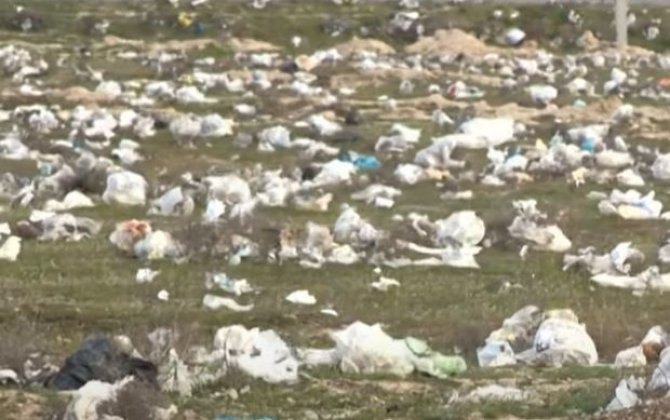 Вдоль дороги Бина - Гала скопилось много мусора - ВИДЕО