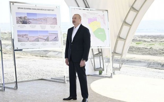 İlham Əliyev: “Şirvan suvarma kanalı istifadəyə veriləndən sonra Hacıqabul gölü də dolacaq”