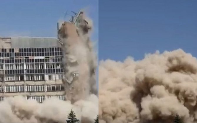 В Ереване взорвали бывшее здание Минобороны - ВИДЕО