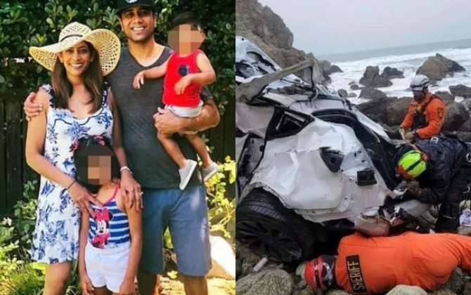 В США мужчина столкнул со скалы машину с женой и двумя детьми - ФОТО