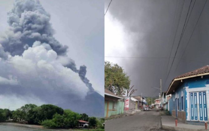 Nikaraquada vulkan püskürdü: Kül buludu sərhəd bölgələrə yayılır - FOTO/VİDEO