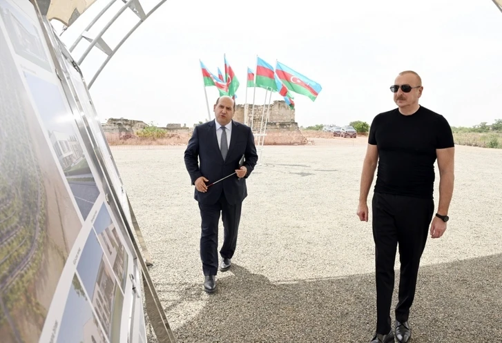 Президент Ильхам Алиев заложил фундамент села Намирли Агдамского района-ФОТО