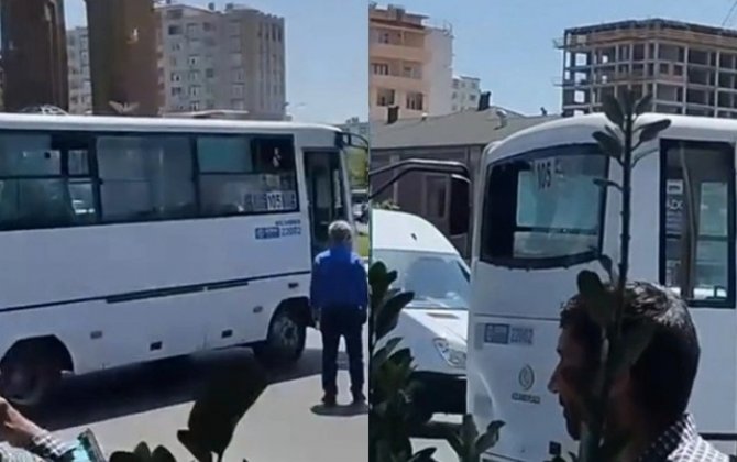 Bakıda iki avtobus bir-birinə çırpıldı - VİDEO